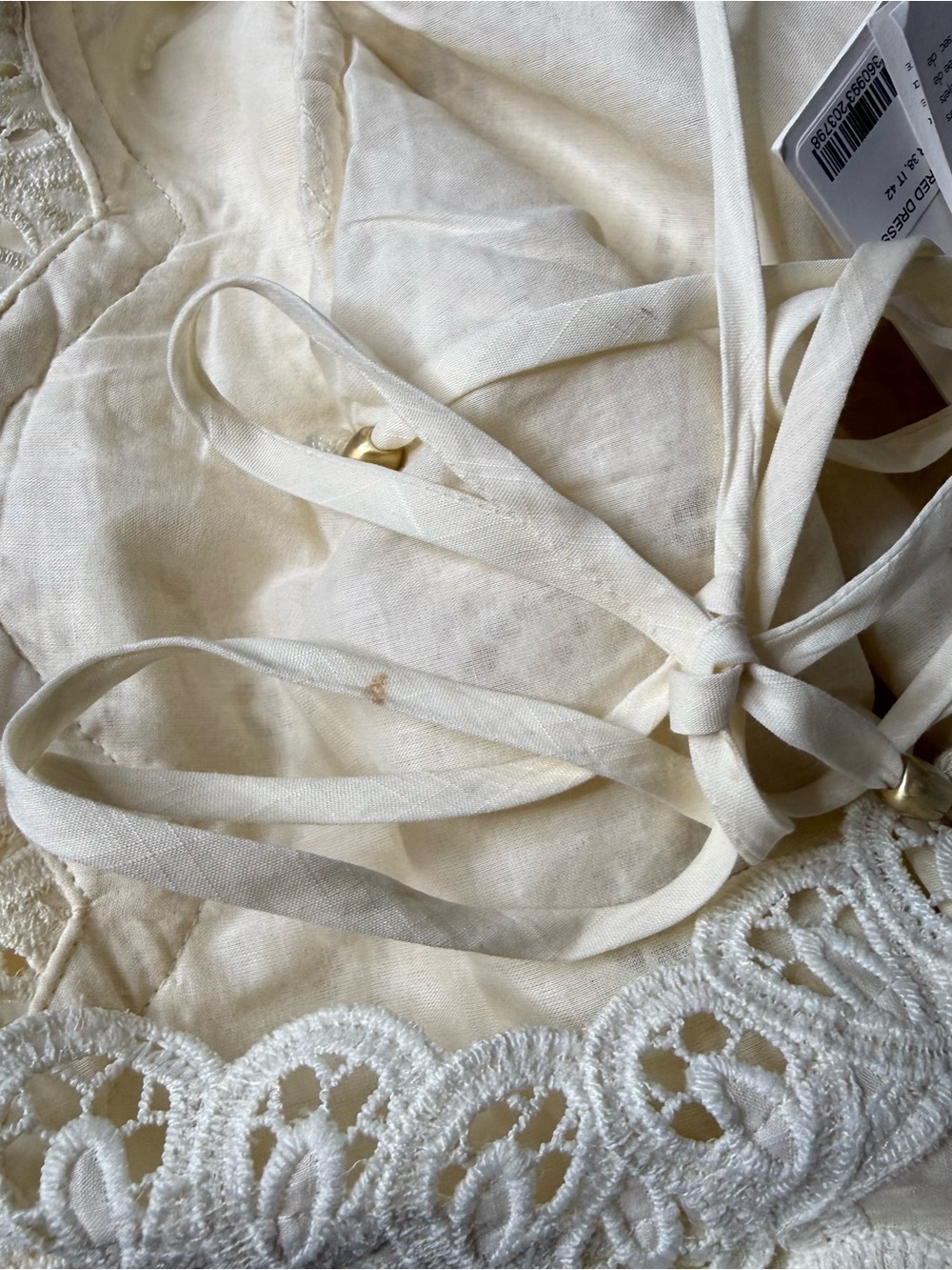 NWT Zimmermann Rhiannon Embroidered Ivory Linen Midi Dress Size 1 US 6 - Picture 12 of 12